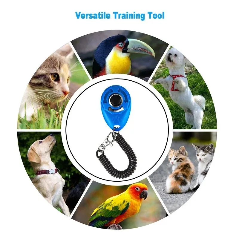 Clicker de entrenamiento para perros y gatos, herramientas de ayuda de entrenamiento de plástico, correa de muñeca ajustable, llavero de sonido, suministros para perros, nuevo - imagen 4