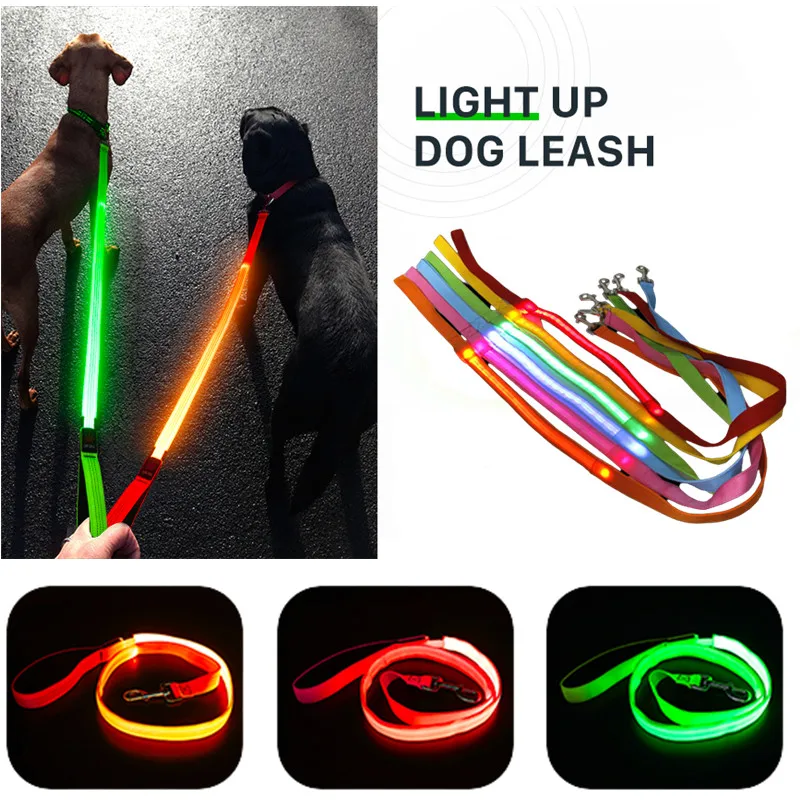 Led Pet Dog Leash Rope With Light Luminous  Lead Leash USB Charging for Dog Safety Flashing Glowing Collar Harness Accessories - imagen 3