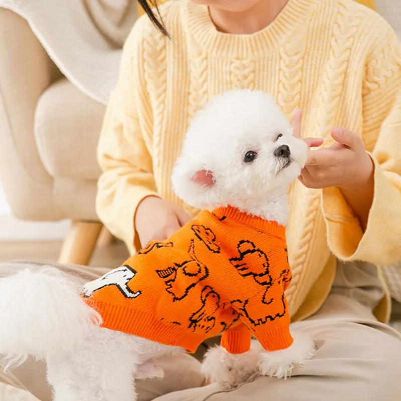 Suéter para perros con estampado de elefante, abrigo tejido para perros, ropa cálida para perros, ropa de invierno para perros, disfraz de Bichon Chihuahua, suéteres para gatos - imagen 2