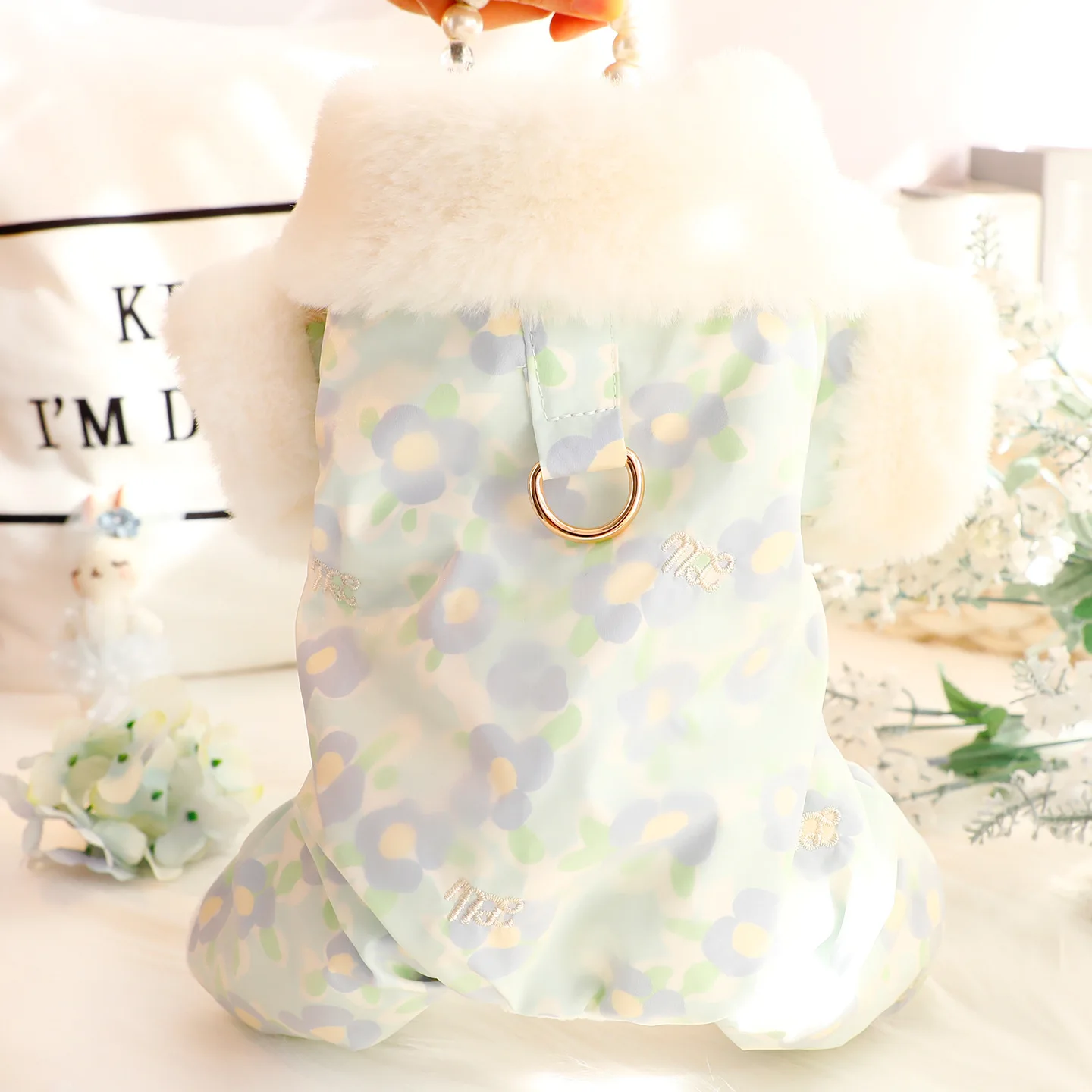 Pijamas gruesos de invierno para perros, abrigo de algodón cálido con estampado de princesa para perros pequeños, ropa para clima frío de peluche/bichon para cachorros