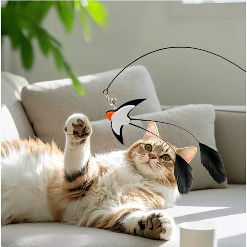 Nuevo Juguetes para gatos, palos de rompecabezas, golondrina con campanas, rompecabezas de plumas para gatos, juguete pequeño de interacción - imagen 2