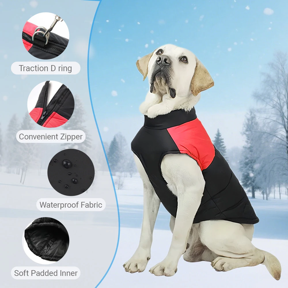 Ropa para perros grandes, chaqueta impermeable de invierno para perros medianos y grandes, disfraz a prueba de viento, abrigo cálido para mascotas, trajes de Navidad de pastor alemán - imagen 4