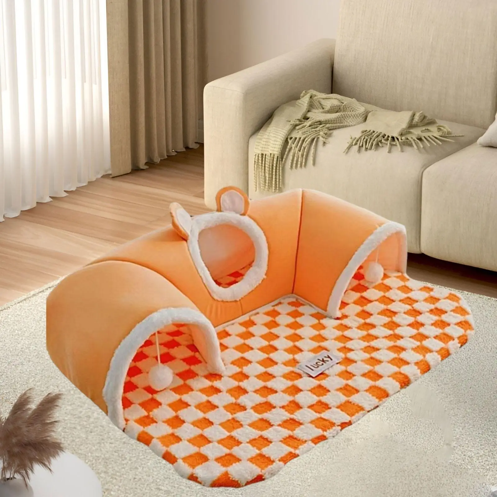 Cat Tunnel Bed Exercise Portable Playing Hut for Indoor Cats Outdoor Hamster