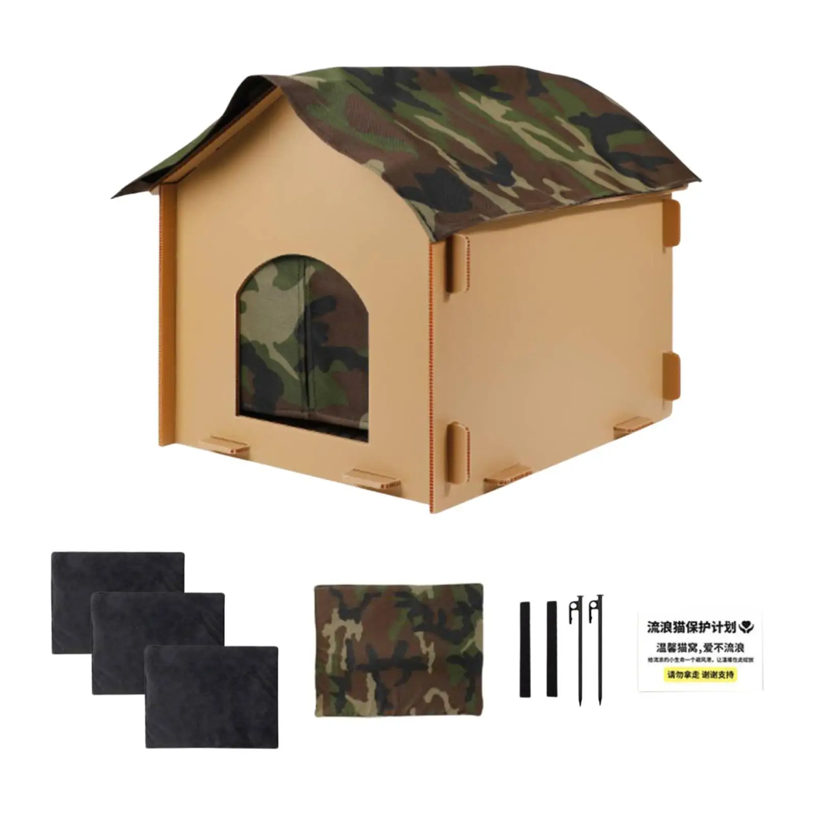 Outside Cat House with Pad Insulated Pet House for Four Season Cat Kitten