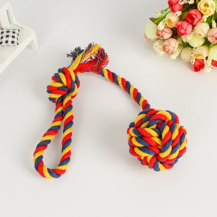 Juguetes de entrenamiento trenzados fuertes para perros grandes, juguete de cuerda para masticar para mascotas, pelota de algodón hecha a mano, juguetes molares para cachorros y gatos - imagen 5