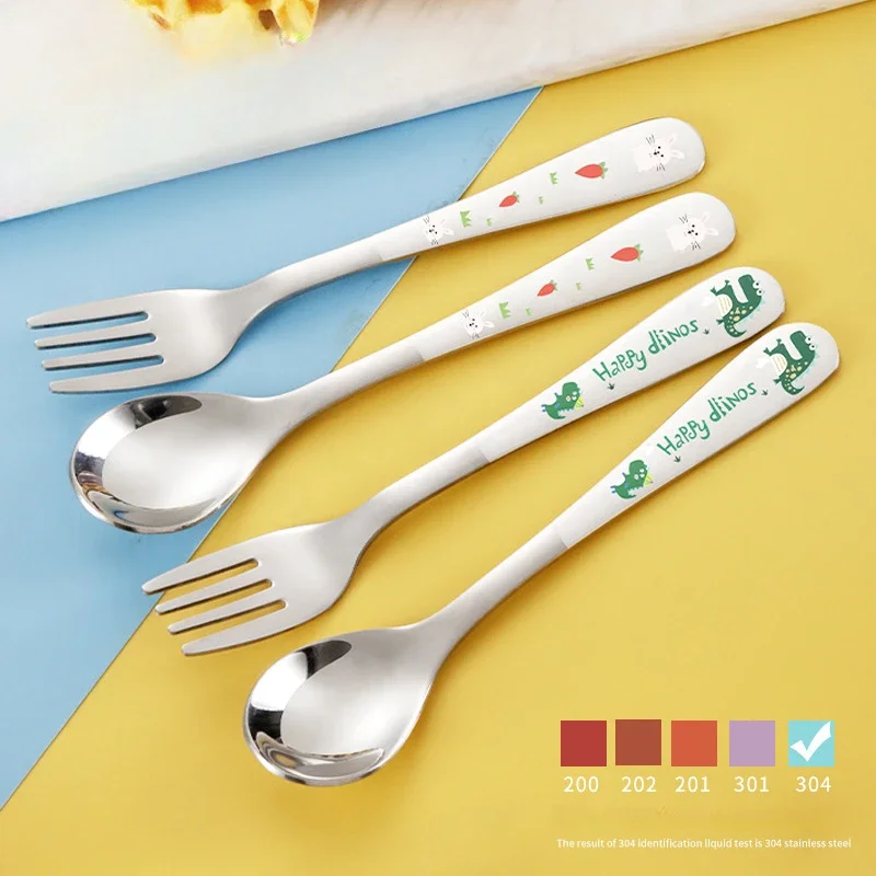 Cuchara de acero inoxidable para niños, cuchara de coche de dibujos animados, moño de sopa, cocina casera, vajilla bonita esencial, cuchara y tenedor para niños - imagen 4