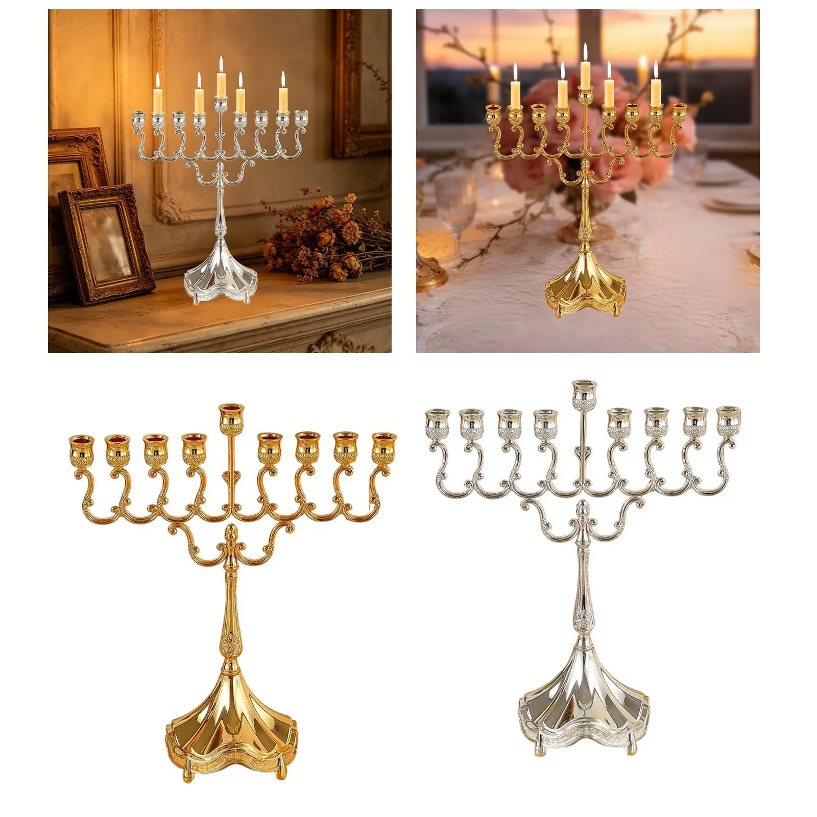 Candelabro de nueve brazos en aleación de zinc - Menorah para bodas - imagen 5
