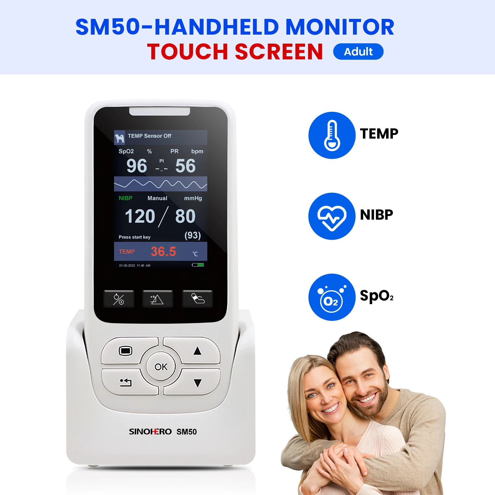 Monitor de signos vitales portátil táctil para gatos y perros