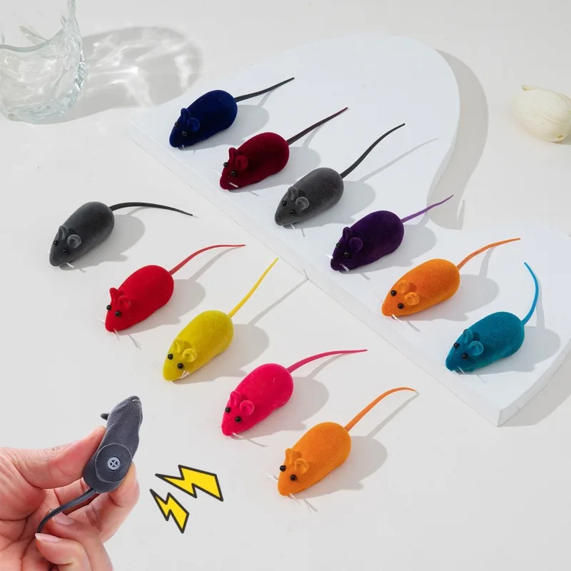 Ratón de simulación de goma con sonido, juguetes interactivos para gatos, accesorios para gatitos, regalos, resistencia a mordeduras de ratón esmaltado, 5/10 Uds.