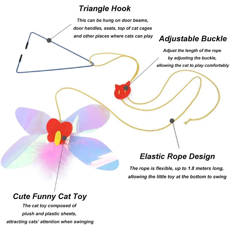 Juguete interactivo de libélula para gato, cuerda para rascar, retráctil, palo Teaser y ejercicio - imagen 3