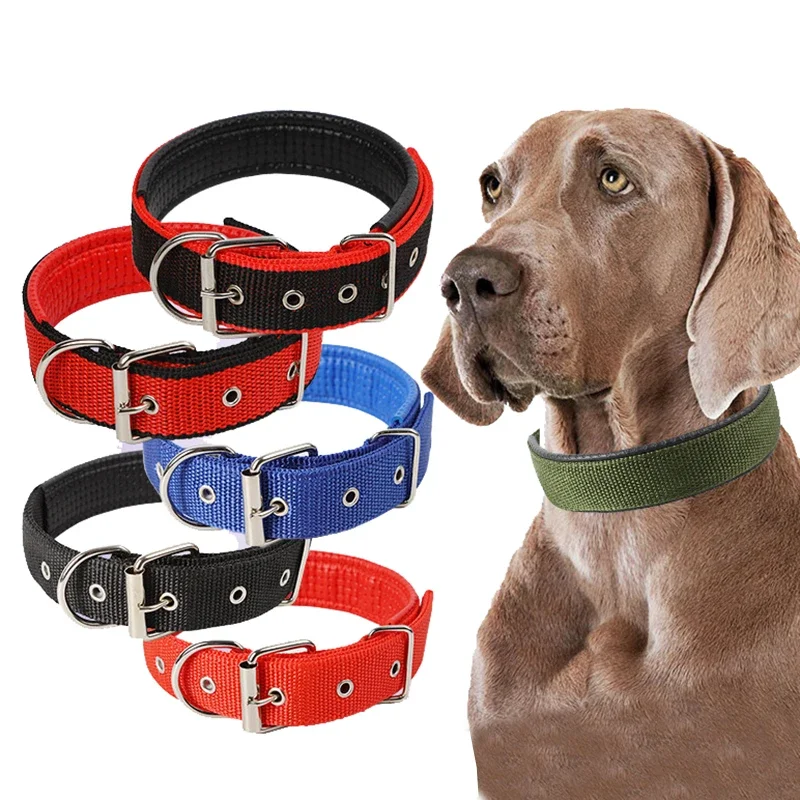 Collares para perros grandes y cachorros acolchados duraderos para perros pequeños y grandes, Collar de nailon ajustable, accesorios para mascotas, suministros para ruedas de galgo - imagen 3