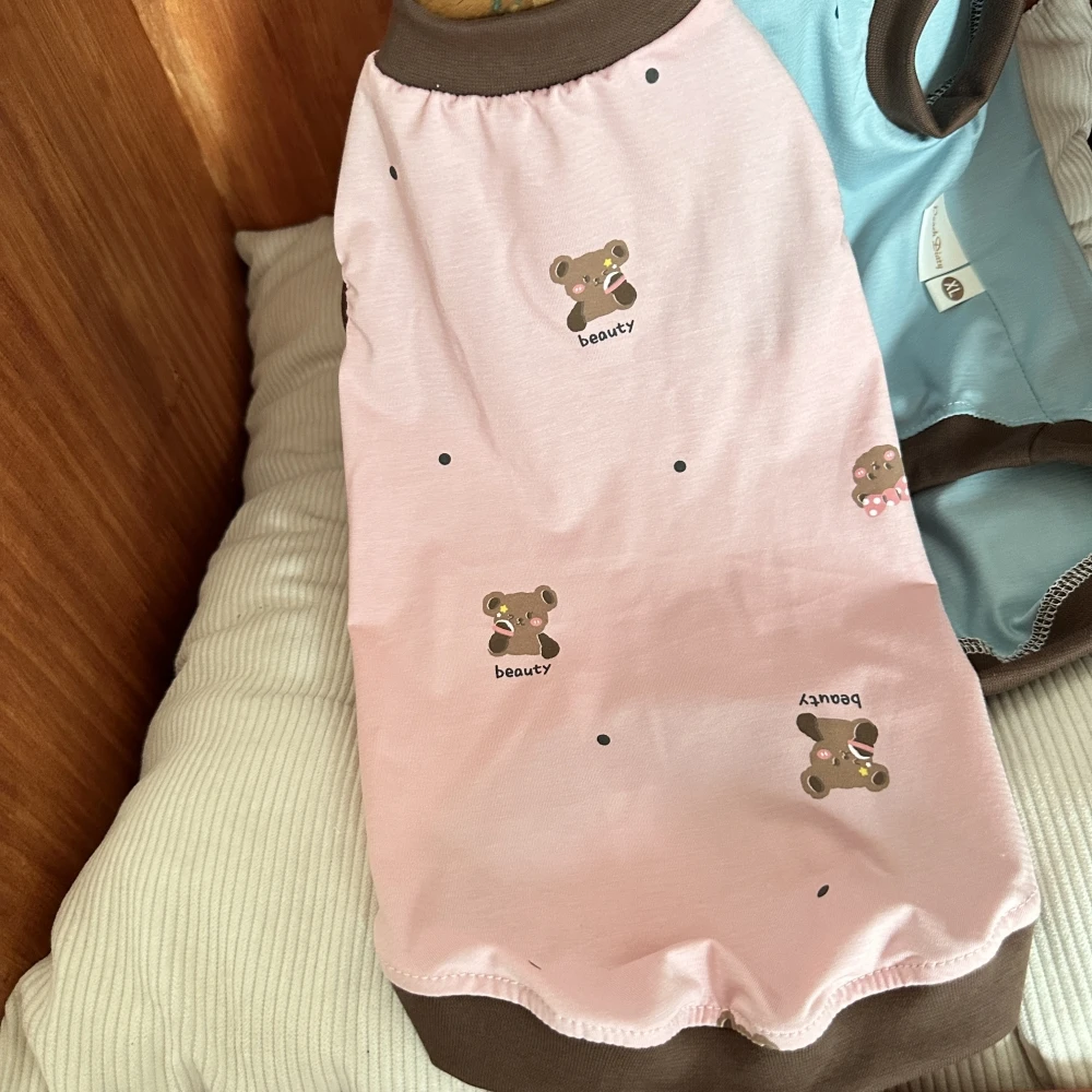 Camiseta de algodón de verano de manga corta para Sphynx Sudadera rosa gato para gatitos Pijama de dibujos animados azul suave para gatos Suministros para mascotas - imagen 2