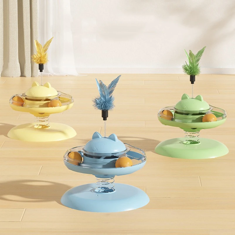 Nuevos juguetes para gatos, disco de juego para gatos, plato giratorio para fugas de comida, pista para gatos, palo para gatos, suministros para mascotas y gatos de autopedición
