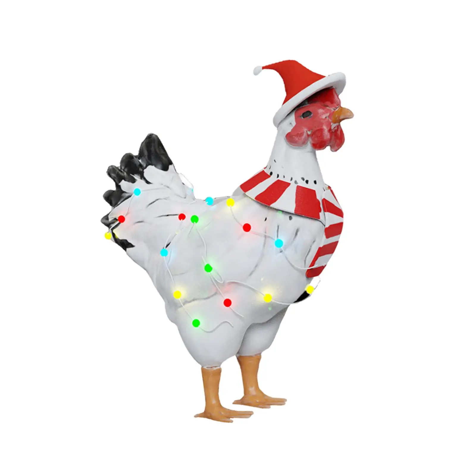 Solar Garden Chicken Statue, Collectible Creative Animal Sculpture with Solar Light, Christmas Outdoor Decoration for Courtyard