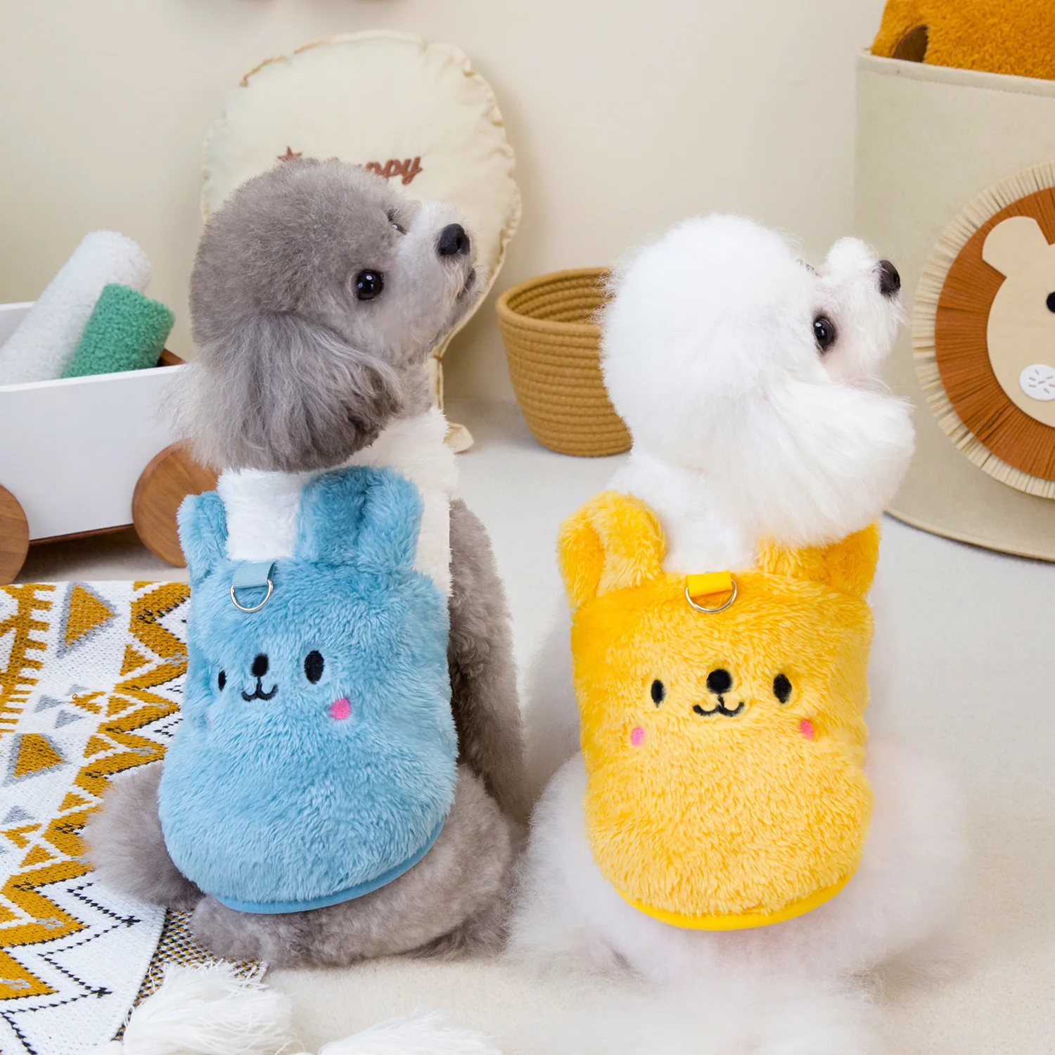 Abrigo de oso de peluche para mascotas, chaqueta de lana para perros, gatos y perros pequeños, ropa de otoño e invierno - imagen 2