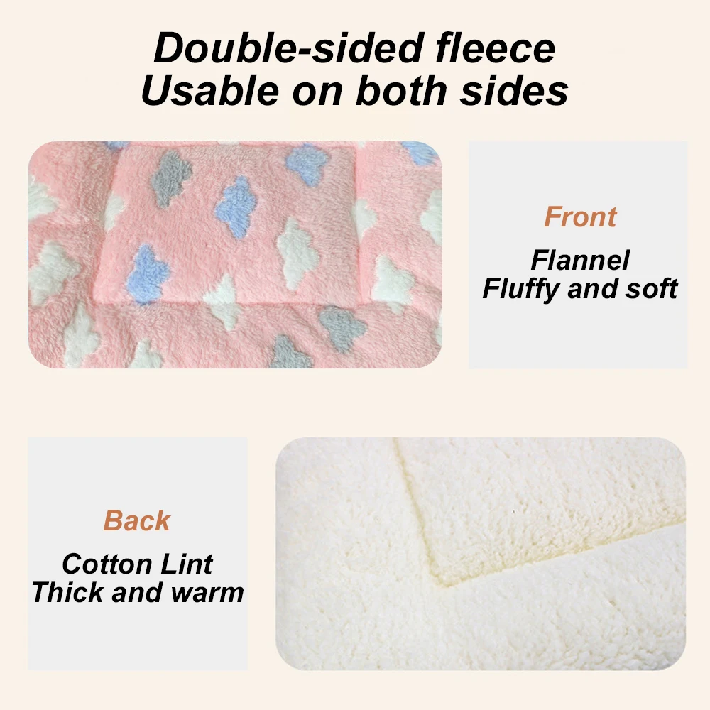 Manta cálida y suave de franela para mascotas, manta con estampado de corazón y nube bonita, estera para mascotas, manta cómoda para animales pequeños, conejo, gato y perro - imagen 4