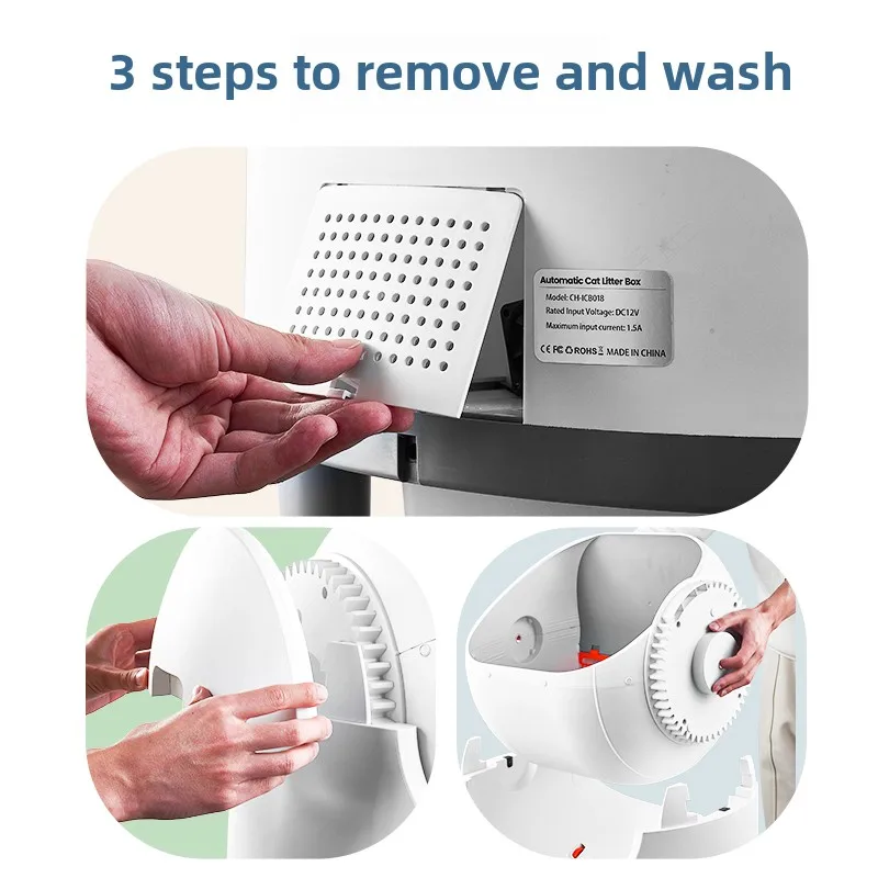 Caja de arena para gatos autolimpiante automática con Control por aplicación, bandeja de arena para gatos semicerrada inteligente, suministros de bandeja de arena para gatos inodoro - imagen 5