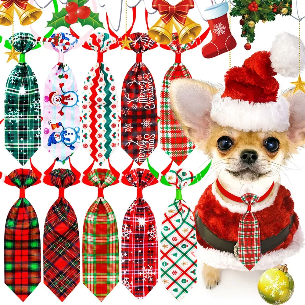 100PS Navidad perro aseo perro pequeño gato corbatas pajarita Navidad suministros para mascotas pajaritas para perros pequeños Collar mascotas accesorios para perros - imagen 5