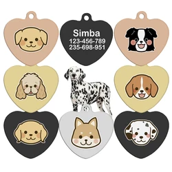 Placa identificación acero inoxidable para perro mediano – Etiqueta corazón personalizable