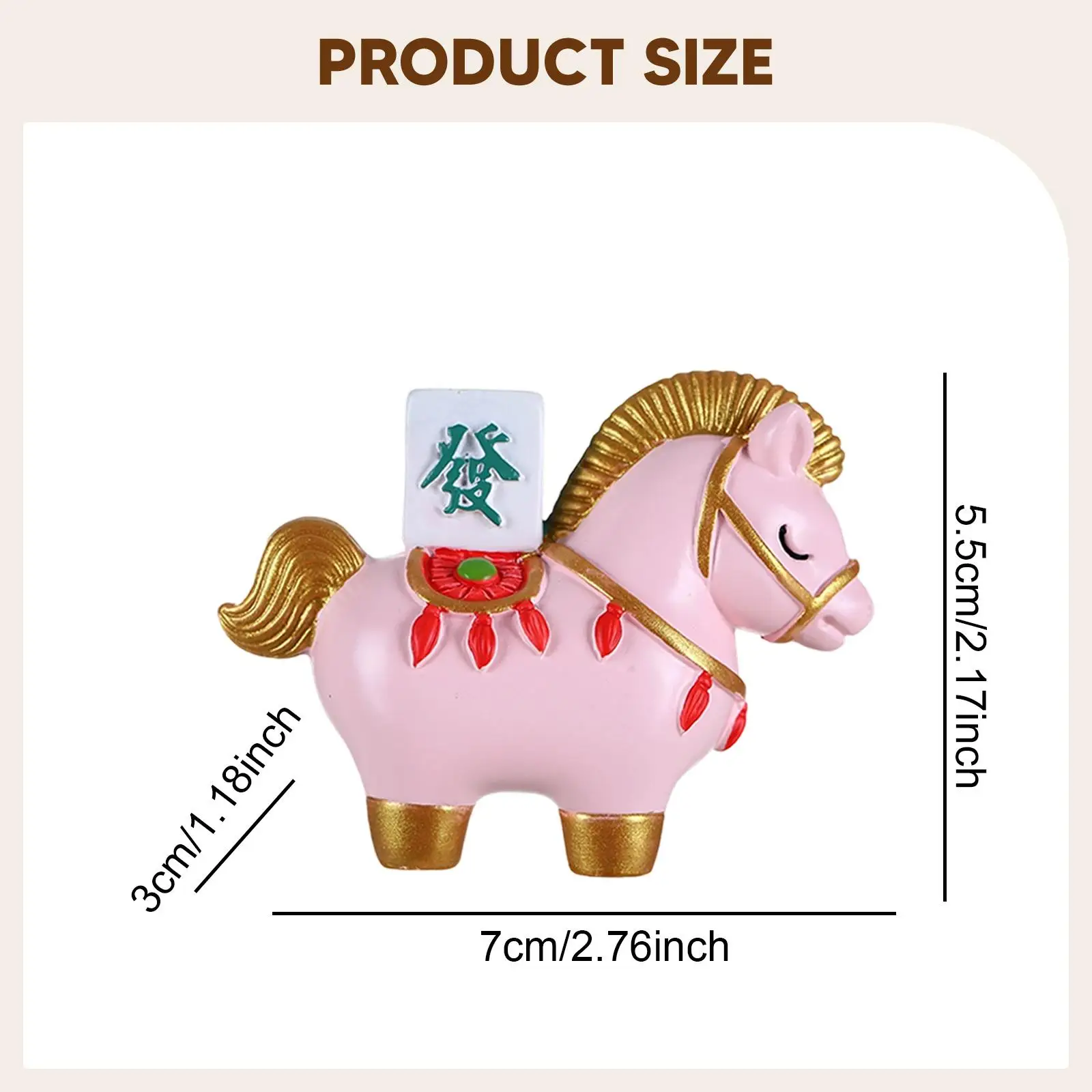 Horse Figurine Desktop Ornament Feng Shui Gift Small Statue for Desk Car Living Room Shelf