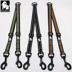 Correa doble para dos perros – Acoplador Truelove nailon reflectante sin enredos