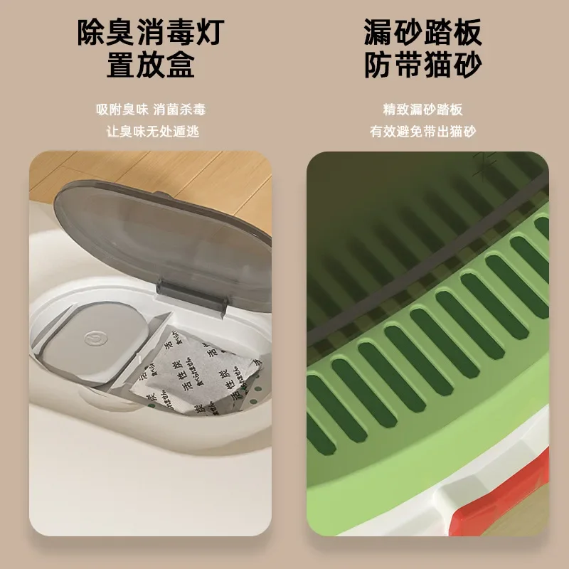 Caja de arena grande para gatos, inodoro abatible totalmente cerrado para mascotas, esterilización ultravioleta antisalpicaduras, lavabo fecal para gatos Extra grande - imagen 3