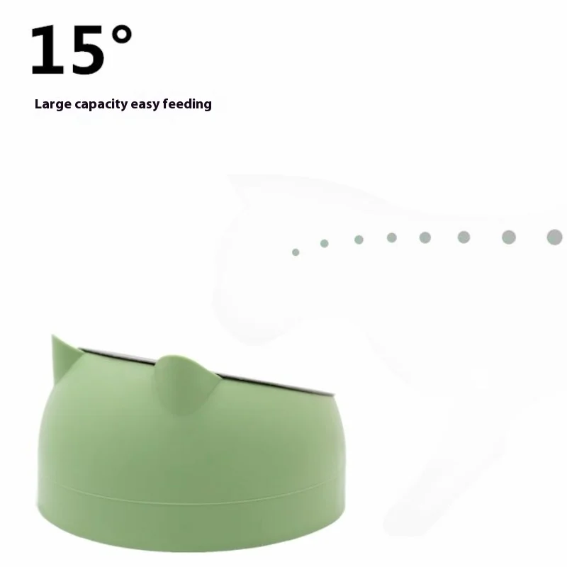 Cuenco para gatos de acero inoxidable famoso en Internet, cuenco para perros, protección de doble cuenco, cuenco para gatos con columna cervical, boca inclinada, mascota popular f - imagen 2