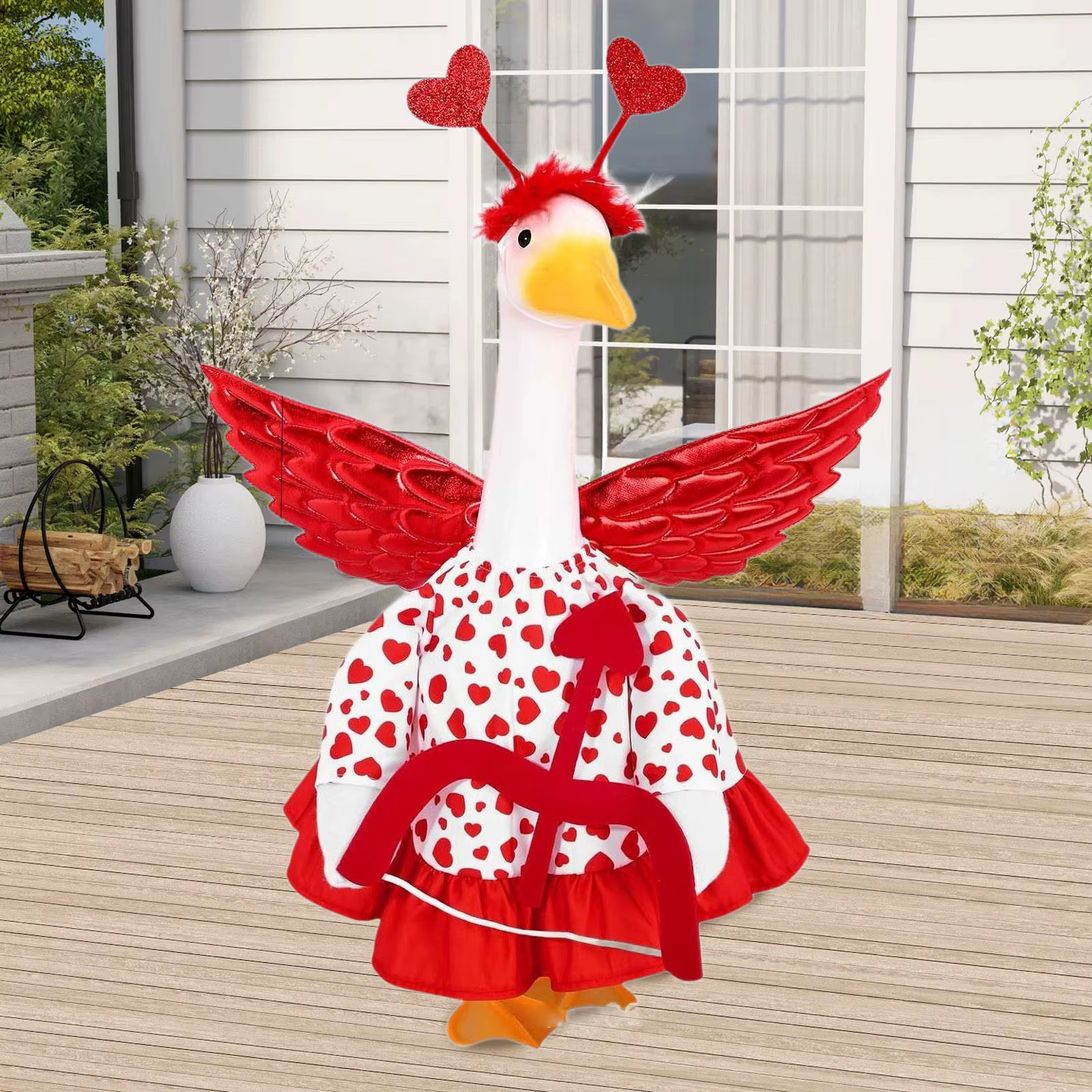 Vestido rojo estatua de ganso para jardín – decoración exterior - imagen 3