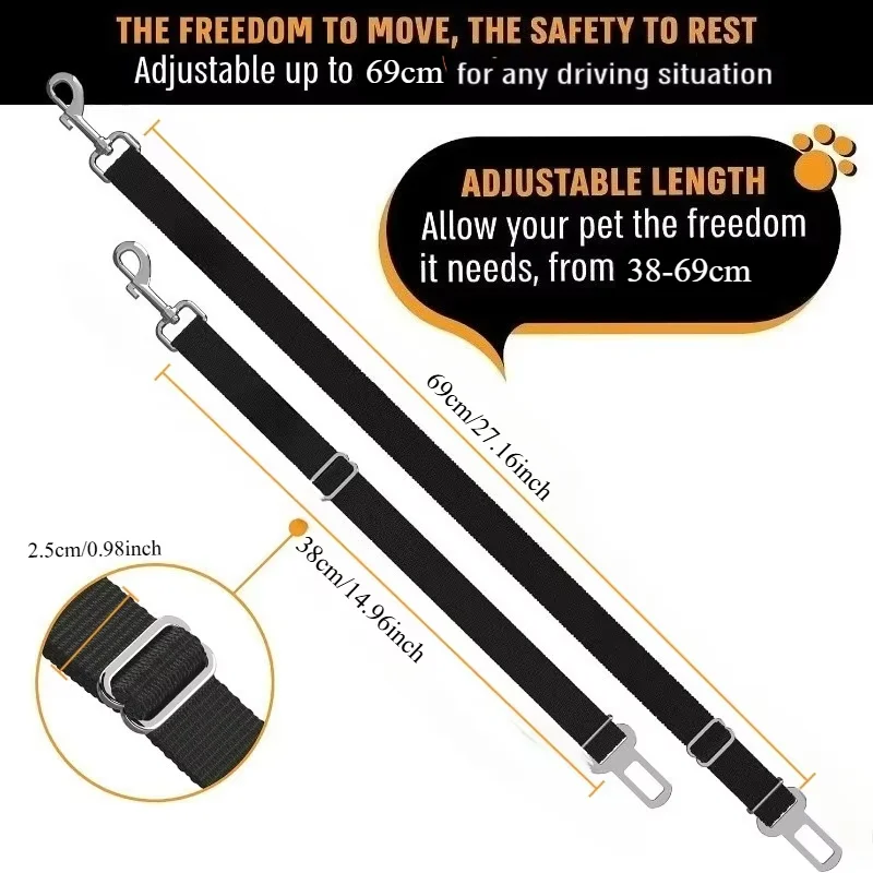 Cinturón de seguridad de coche ajustable para mascotas, Clip de correa de plomo de seguridad para perros y gatos, arnés de vehículo para viajes, suministros de coche para cachorros - imagen 5