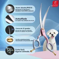 Tijeras de aseo curvadas para gatos y perros – corte preciso