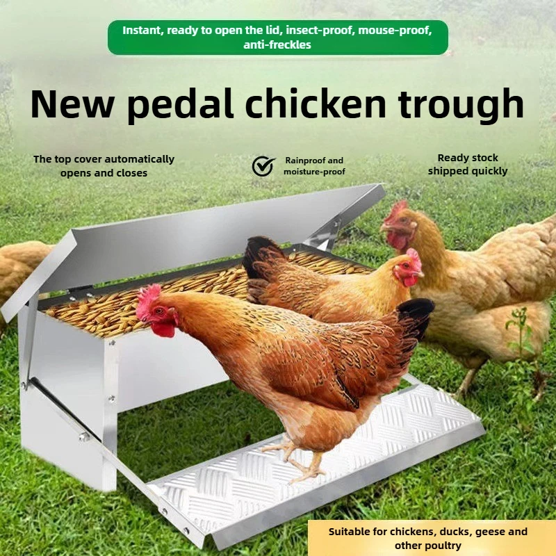 Canal para pollos con Pedal, artefacto para levantar pollos de acero inoxidable, alimentación automática, pato, ganso, aves de corral, canal Universal