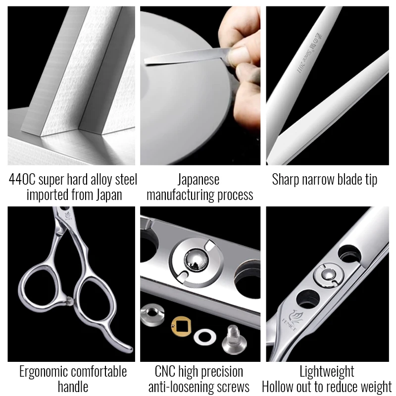 Fenice-Tijeras rectas profesionales de acero japonés para perros, tijeras de corte para mascotas, 7,0 pulgadas - imagen 2