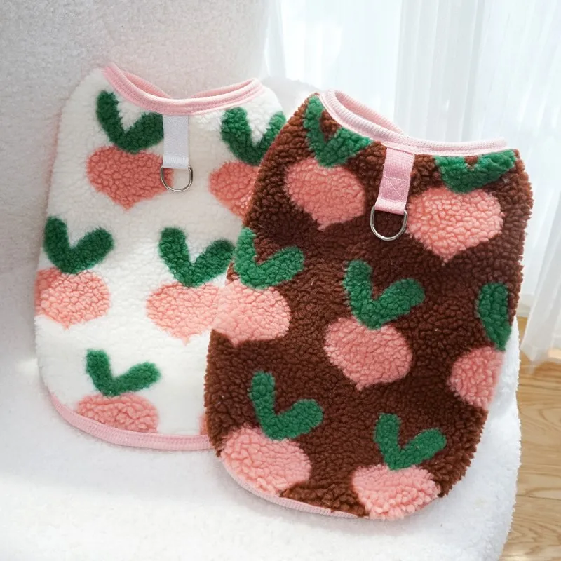 Abrigo de invierno para perro, ropa de lana para perro, chaleco cálido con estampado de frutas para perro, ropa para Chihuahua, caniche, Bichon, cárdigan, disfraz para cachorro, abrigos para gato