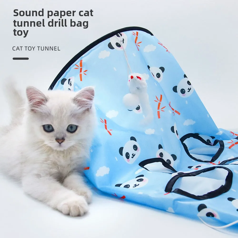 Juguetes para gatos, bolsa de taladro con sonido, artefacto para un relleno, túnel para gatos, papel de sonido plegable, resistente a mordeduras, bola de pelo, suministros de juguetes para mascotas - imagen 2