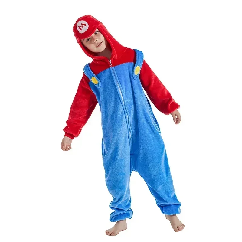 Disfraz de Super Marios Bros para niños, figura de Anime Luigi, pijamas de una pieza, ropa de dormir de dibujos animados Kawaii, ropa de Halloween Cos - imagen 3