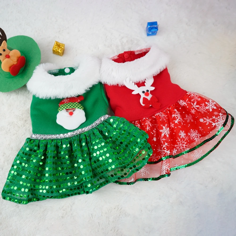 Vestidos de Navidad para perros pequeños, ropa de invierno, Cosplay de Navidad, gato, mascota, vestido de princesa de lujo, cachorro, gatito - imagen 2