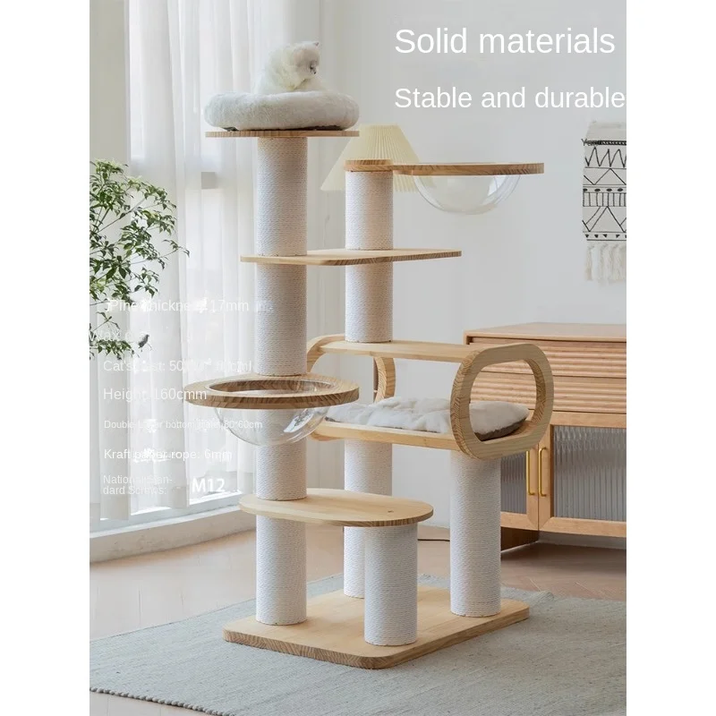 Raspadores de torre de árbol de gato de madera para mascotas, juego de escalada de pared, Ayuda de entrenamiento, actividad y juego, Centro de Actividades, accesorio para mascotas - imagen 3