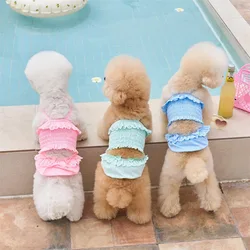 Traje de baño de primavera para mascotas, camisola de una pieza para gatos, chaleco para perros, traje de baño, ropa para gatos + gorro de baño, vestidos para perros pequeños