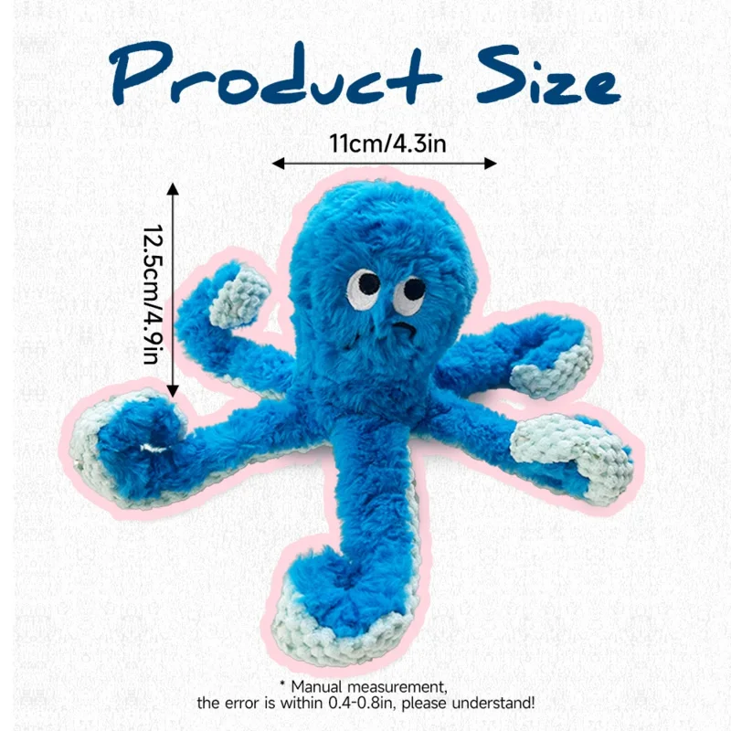 Pulpo mascota juguete de peluche gato perro chirriante pulpo juguete resistente a mordeduras cachorro entrenamiento interactivo limpieza de dientes juguetes para masticar - imagen 4