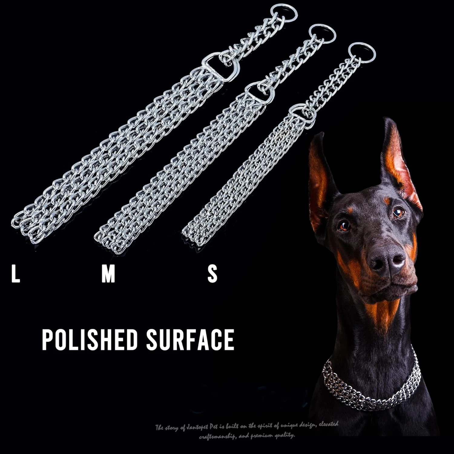 Collar de cadena de eslabones cubanos de Metal para perro, cadena de Triple fila a prueba de mordeduras, Collar de estrangulamiento para mascotas, perros grandes, pequeños y medianos, entrenamiento para caminar - imagen 2