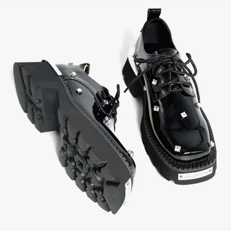 Mocasines de mujer con plataforma de cristal, zapatos Mary Jane gruesos, sandalias deportivas informales 2025, zapatillas de deporte de tendencia de lujo con cordones para mujer - imagen 5