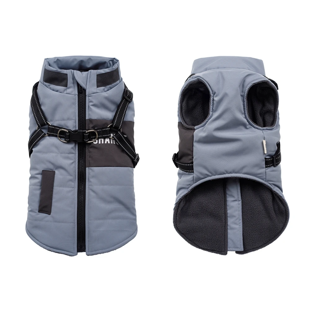 Abrigo cálido de invierno para perros, chaqueta con arnés, chaqueta para exteriores para mascotas, ropa de otoño e invierno para perros medianos y pequeños, 1 ud.