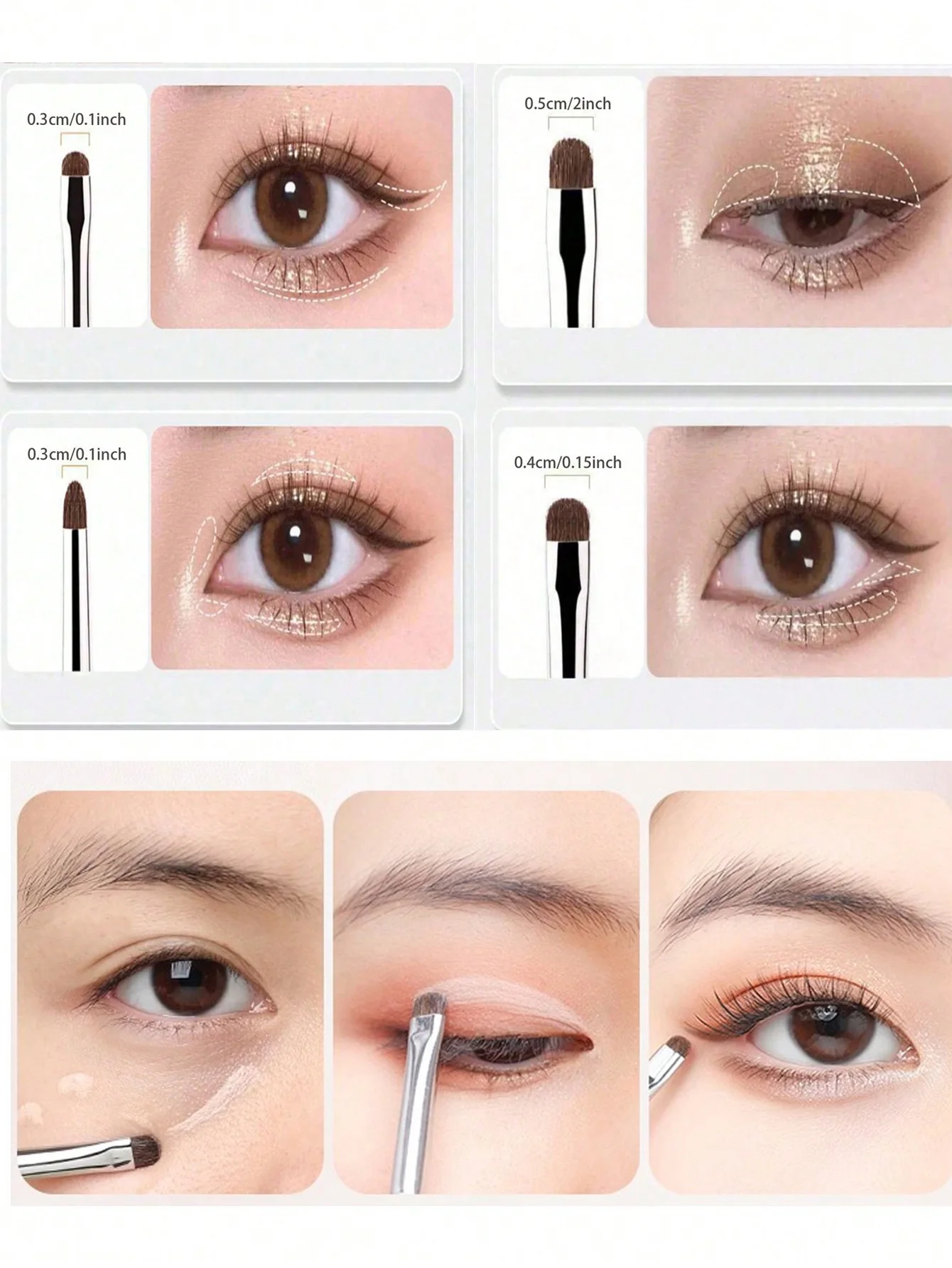Set pinceles detalle para maquillaje de ojos – Difuminar, iluminar y corrector - imagen 3