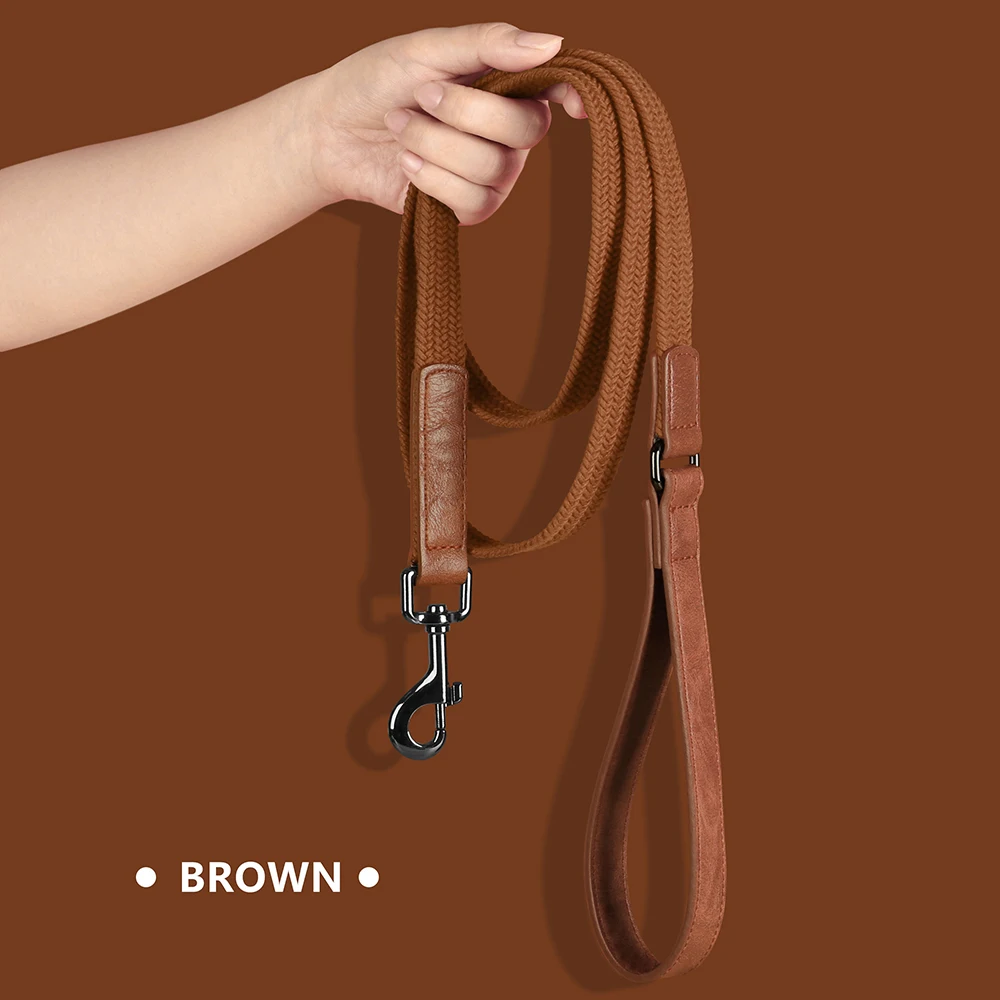 Correa de nylon resistente para perros 1,5 m con asa de cuero - imagen 2