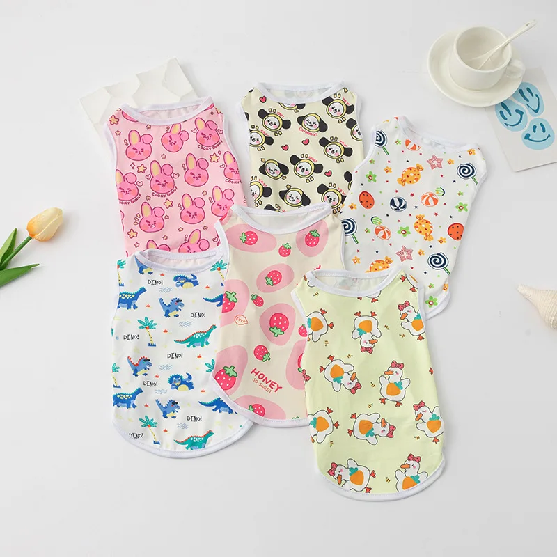 Chaleco con estampado de dibujos animados para perro, camiseta con ventilación para perro, camisa de marca para cachorro, Bulldog Francés, Chihuahua, ropa para perros pequeños y medianos