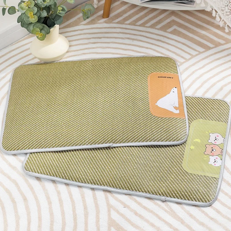 Esteras refrescantes transpirables para mascotas, almohadillas para dormir tejidas de mimbre para perros, suministros de disipación de calor para cachorros y gatitos, estera de cama suave para gatos - imagen 5