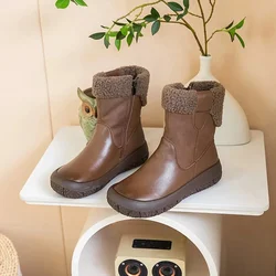 Botas de invierno para perros en cuero genuino con forro polar