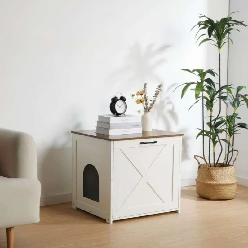 Muebles ocultos de arena para gatos, casa ocultadora de arena para gatos, inodoro moderno para interiores, gabinete de hidromasaje, casas semicerradas de madera para mascotas - imagen 3