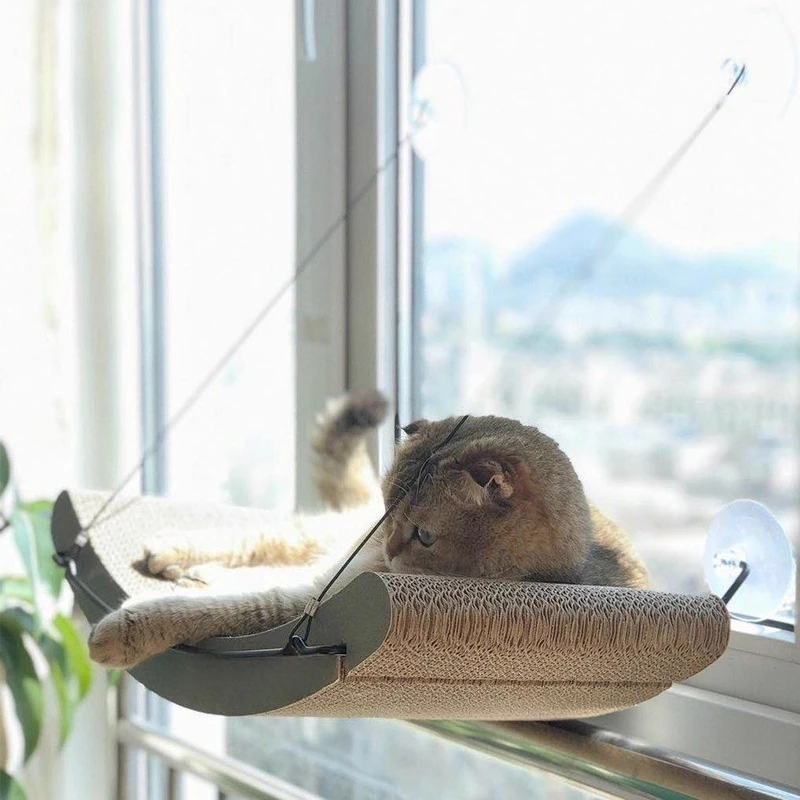 Hamaca para gatos, cama de seguridad para mascotas, camas con ventana para gatos, mascotas, gatitos, gatos, esteras para siesta, mesa, hamaca, casa para gatos, accesorios, suministros, producto - imagen 3