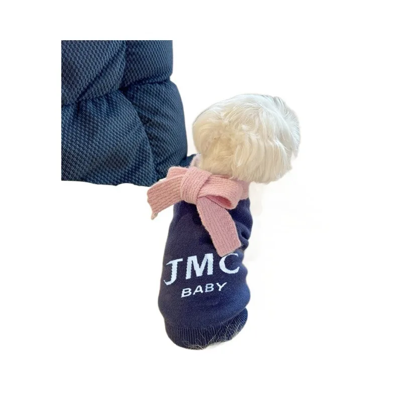Ropa de moda para perros, bufanda cálida de invierno, suéter bonito para perros, abrigo de punto, suéter Marzis Pomerania, ropa para gatos y cachorros - imagen 5